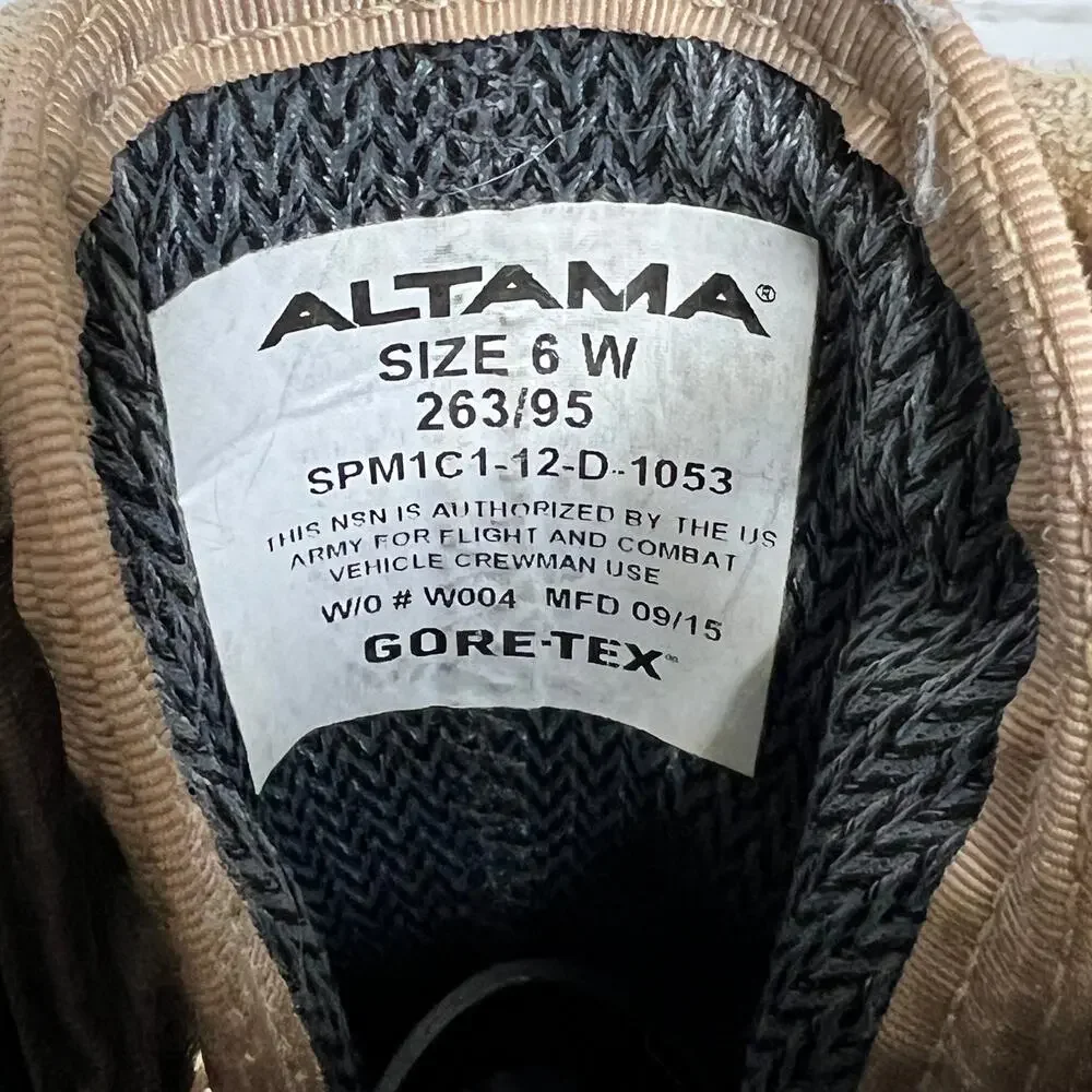 Altama Gore-tex Tan Lace Up Military Boot Vibram Shoe Size 6 Wide